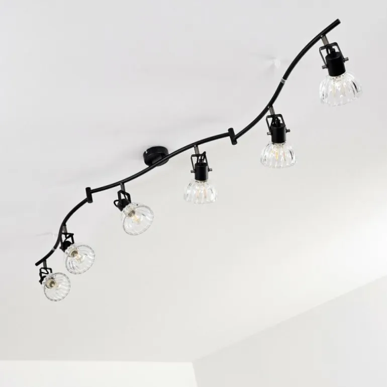 Plafonnier Bois Noir, 6 lumières