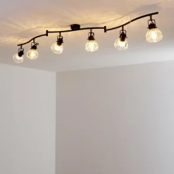Plafonnier Bois Noir, 6 lumières