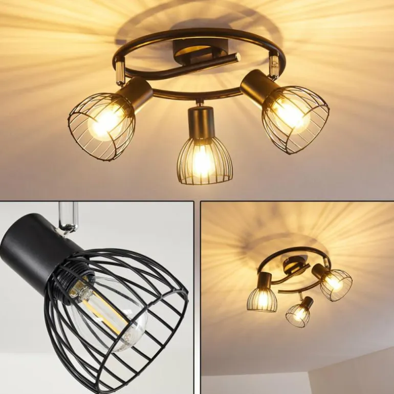 Plafonnier Bolderslev Chrome, Noir, 3 lumières