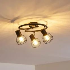 Plafonnier Bolderslev Chrome, Noir, 3 lumières