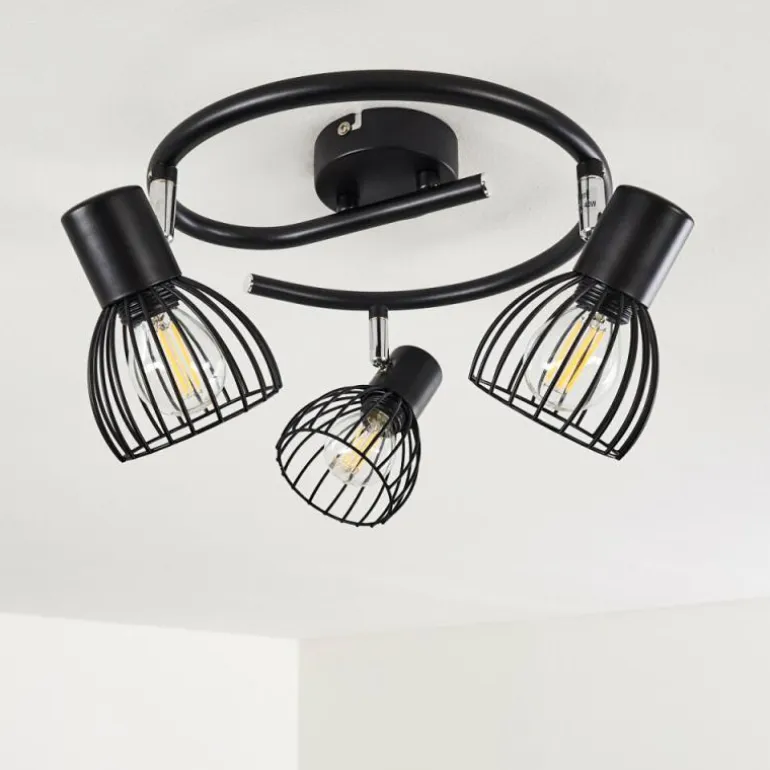 Plafonnier Bolderslev Chrome, Noir, 3 lumières