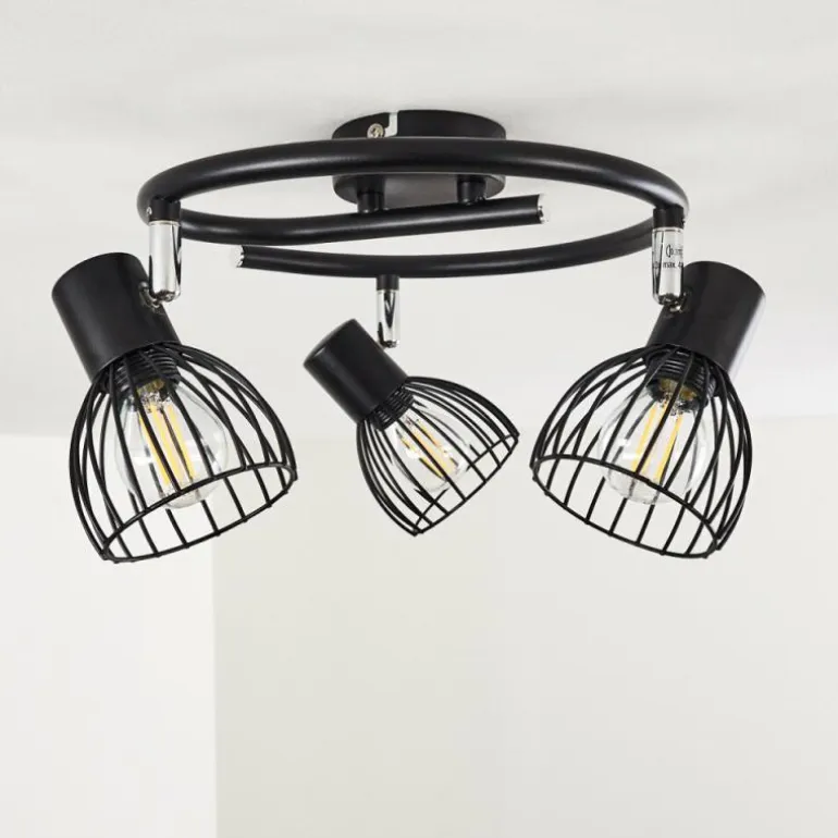 Plafonnier Bolderslev Chrome, Noir, 3 lumières