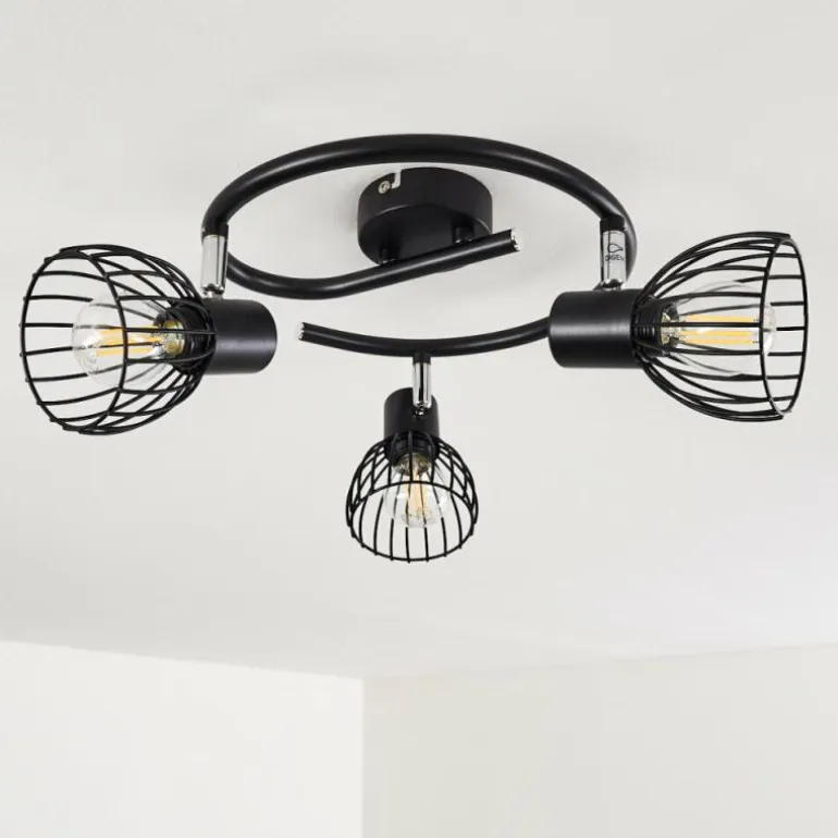 Plafonnier Bolderslev Chrome, Noir, 3 lumières
