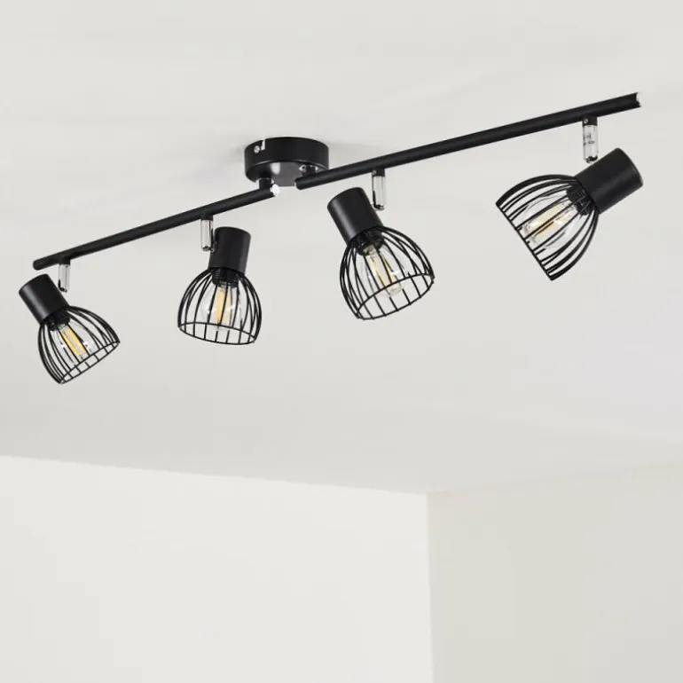 Plafonnier Bolderslev Chrome, Noir, 4 lumières