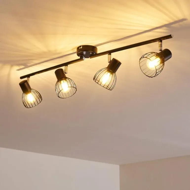 Plafonnier Bolderslev Chrome, Noir, 4 lumières