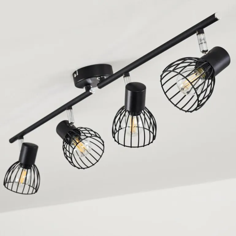 Plafonnier Bolderslev Chrome, Noir, 4 lumières