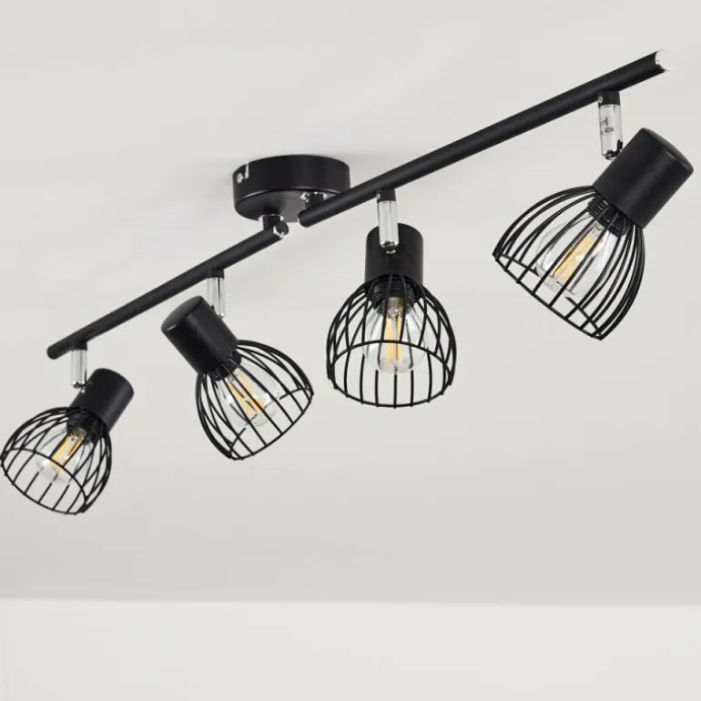 Plafonnier Bolderslev Chrome, Noir, 4 lumières