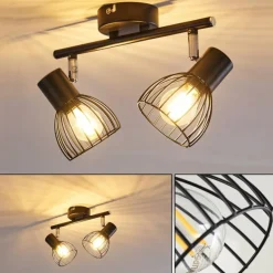 Plafonnier Bolderslev Chrome, Noir, 2 lumières