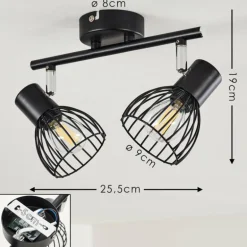 Plafonnier Bolderslev Chrome, Noir, 2 lumières