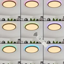 Plafonnier Boyero LED Noir, 2 lumières, Télécommandes, Changeur de couleurs