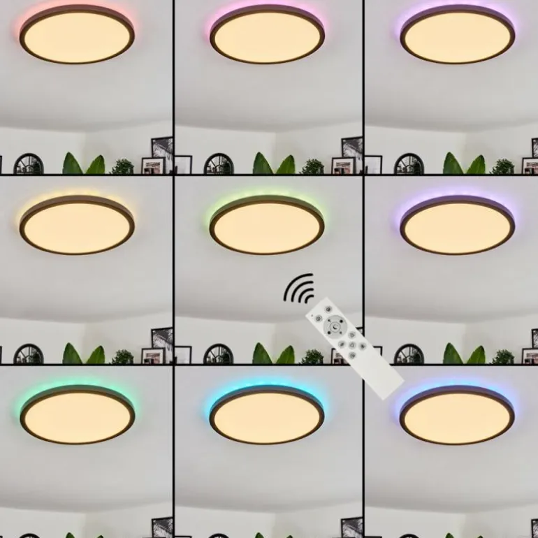 Plafonnier Boyero LED Noir, 2 lumières, Télécommandes, Changeur de couleurs
