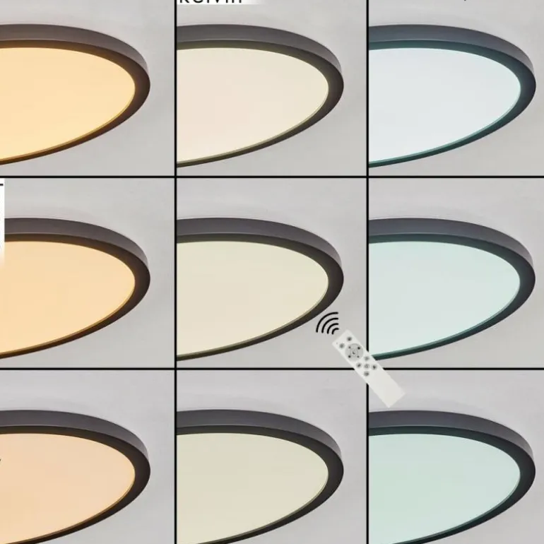 Plafonnier Boyero LED Noir, 2 lumières, Télécommandes, Changeur de couleurs