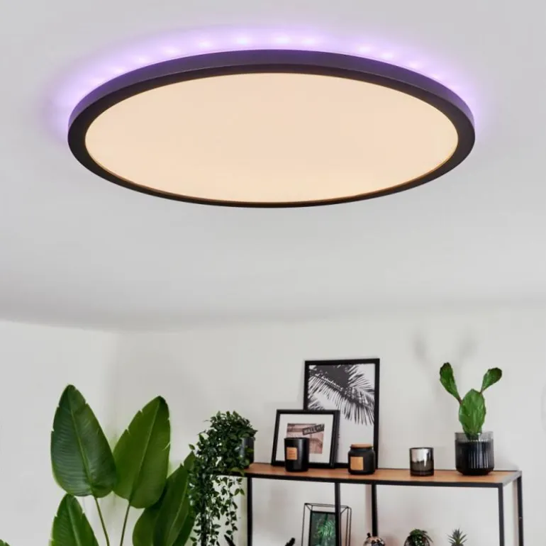 Plafonnier Boyero LED Noir, 2 lumières, Télécommandes, Changeur de couleurs