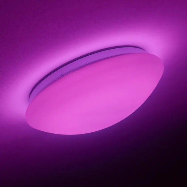 Plafonnier Brighton LED Blanc, 1 lumière, Télécommandes, Changeur de couleurs