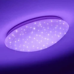 Plafonnier Brighton Star LED Blanc, 1 lumière, Télécommandes, Changeur de couleurs