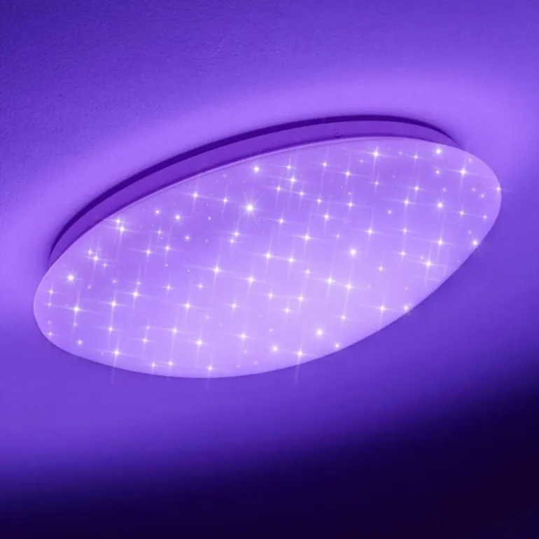 Plafonnier Brighton Star LED Blanc, 1 lumière, Télécommandes, Changeur de couleurs