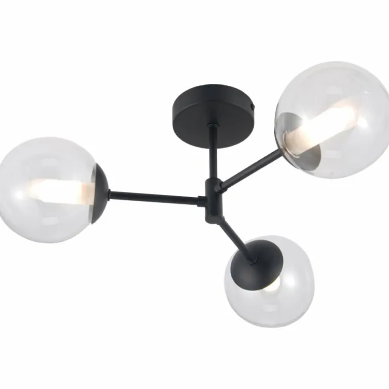 Plafonnier Brilliant Gitse Noir, 3 lumières