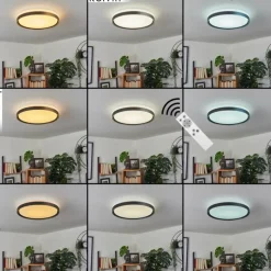 Plafonnier Buris LED Noir, Blanc, 1 lumière, Télécommandes