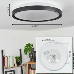 Plafonnier Buris LED Noir, Blanc, 1 lumière, Télécommandes