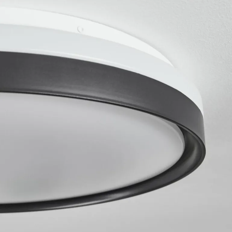 Plafonnier Buris LED Noir, Blanc, 1 lumière, Télécommandes