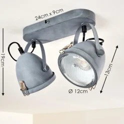 Plafonnier Butikon Gris, 2 lumières