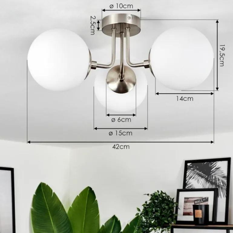 Plafonnier Cabalonga Nickel mat, 3 lumières