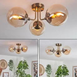 Plafonnier Cabalonga Vieux laiton, 3 lumières