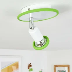 Plafonnier Cabri LED Chrome, Vert, Blanc, 1 lumière