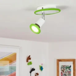 Plafonnier Cabri LED Chrome, Vert, Blanc, 1 lumière