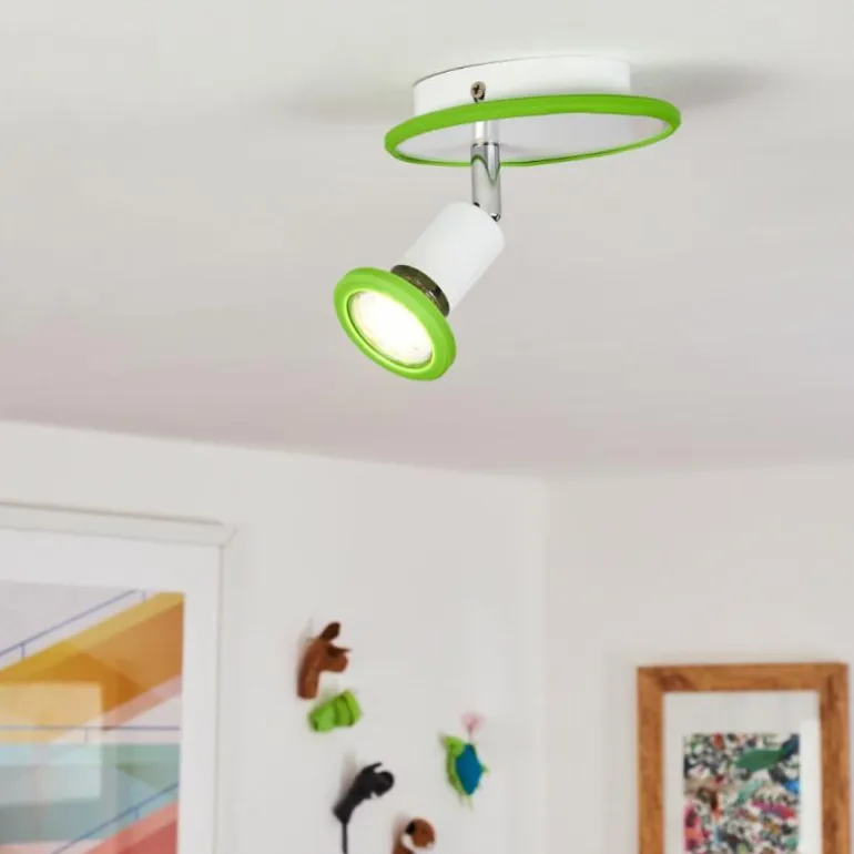Plafonnier Cabri LED Chrome, Vert, Blanc, 1 lumière
