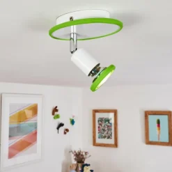 Plafonnier Cabri LED Chrome, Vert, Blanc, 1 lumière