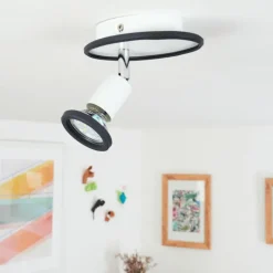 Plafonnier Cabri LED Chrome, Noir, Blanc, 1 lumière