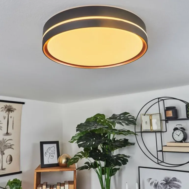 Plafonnier Cachalot LED Cuivre, Noir, 1 lumière, Télécommandes, Changeur de couleurs