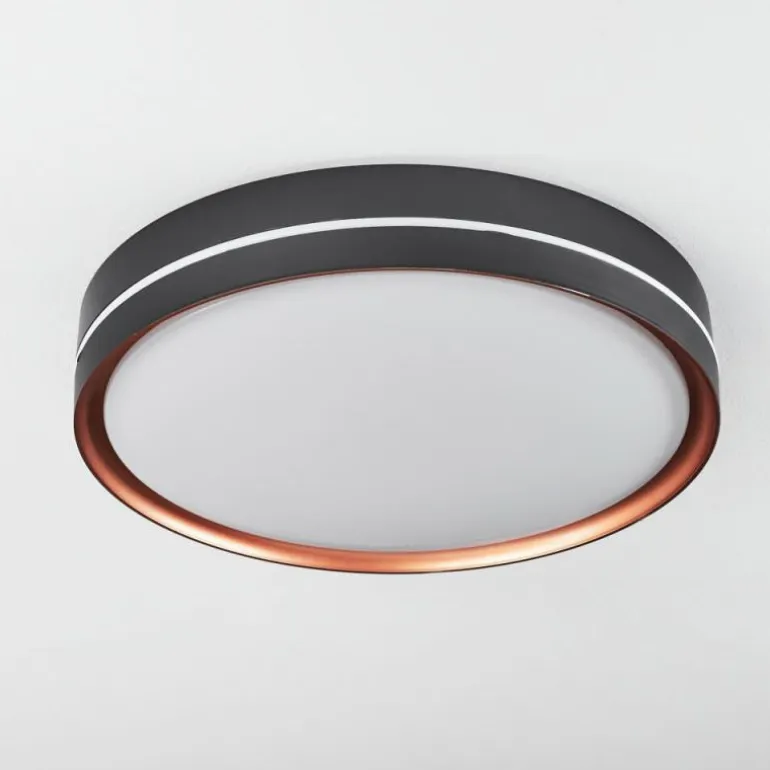 Plafonnier Cachalot LED Cuivre, Noir, 1 lumière, Télécommandes, Changeur de couleurs