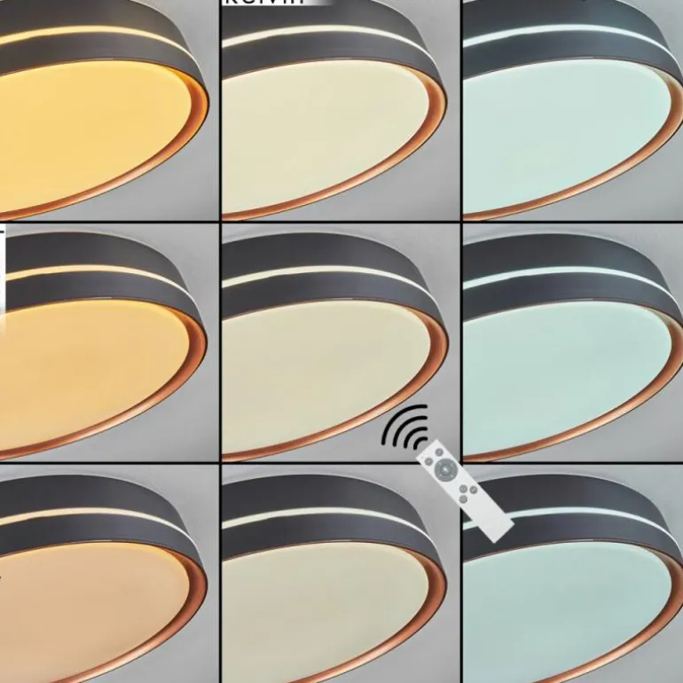 Plafonnier Cachalot LED Cuivre, Noir, 1 lumière, Télécommandes, Changeur de couleurs