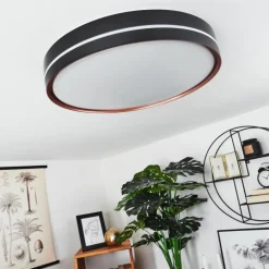 Plafonnier Cachalot LED Cuivre, Noir, 1 lumière, Télécommandes, Changeur de couleurs