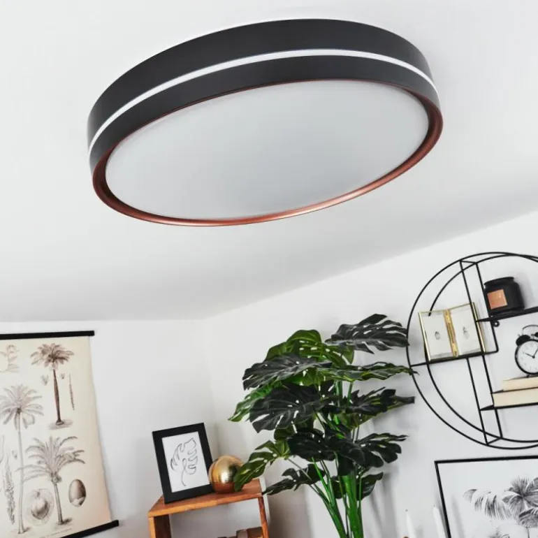 Plafonnier Cachalot LED Cuivre, Noir, 1 lumière, Télécommandes, Changeur de couleurs