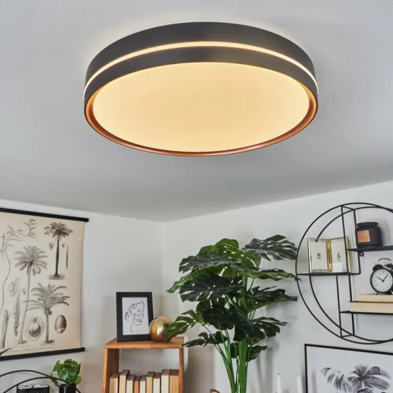 Plafonnier Cachalot LED Cuivre, Noir, 1 lumière, Télécommandes, Changeur de couleurs