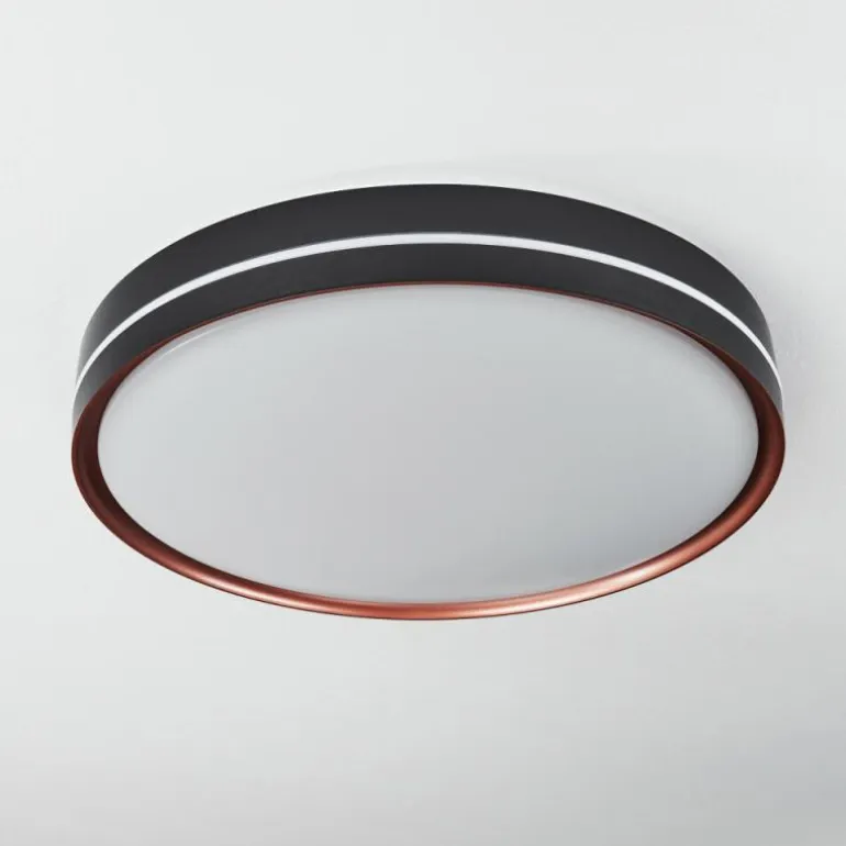 Plafonnier Cachalot LED Cuivre, Noir, 1 lumière, Télécommandes, Changeur de couleurs