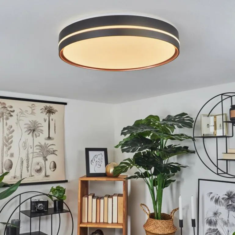 Plafonnier Cachalot LED Cuivre, Noir, 1 lumière, Télécommandes, Changeur de couleurs