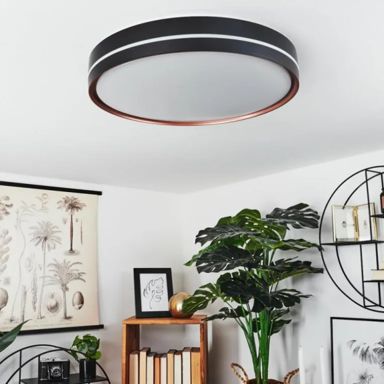 Plafonnier Cachalot LED Cuivre, Noir, 1 lumière, Télécommandes, Changeur de couleurs