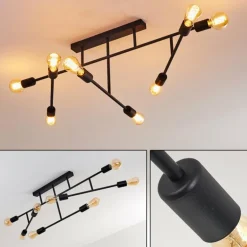 Plafonnier Cahaba Noir, 8 lumières