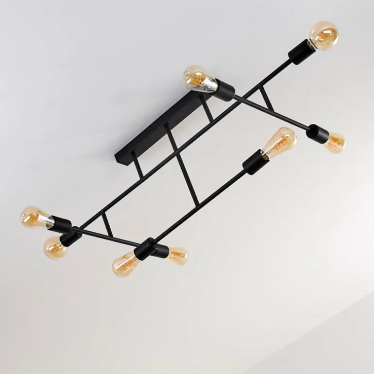 Plafonnier Cahaba Noir, 8 lumières