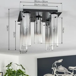 Plafonnier Caimitte Noir, 5 lumières