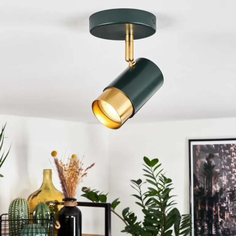 Plafonnier Campanas Vert, Laiton, 1 lumière