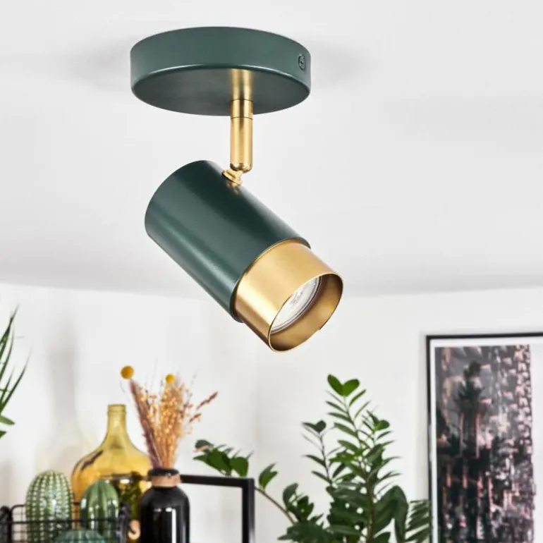 Plafonnier Campanas Vert, Laiton, 1 lumière