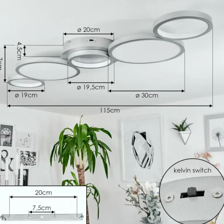 Plafonnier Carabajal LED Titane, 1 lumière