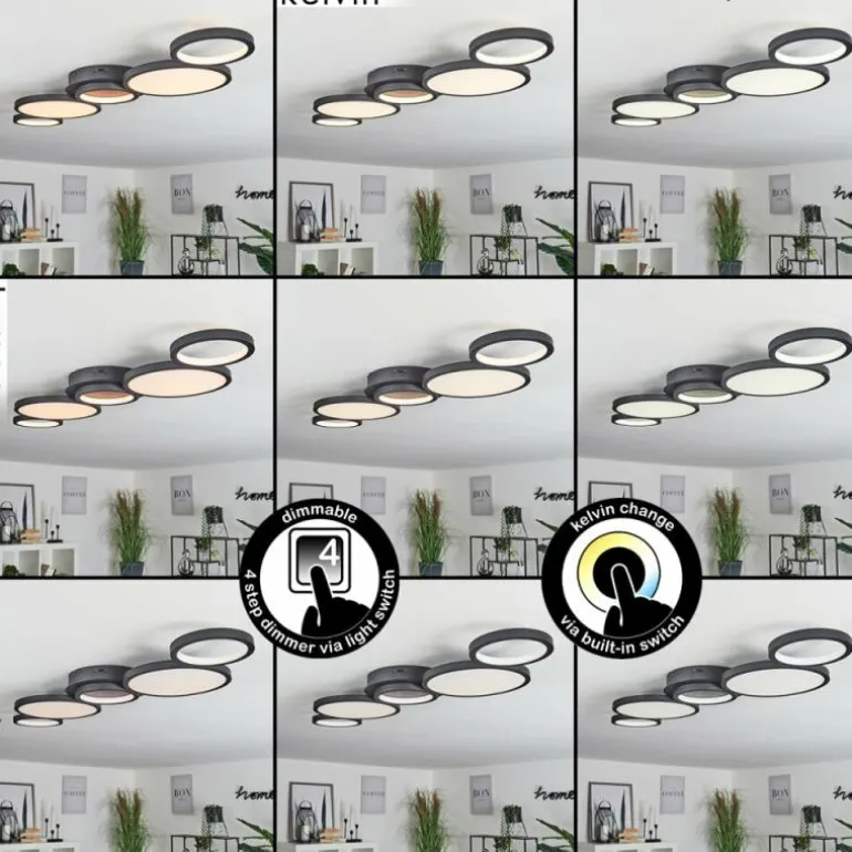 Plafonnier Carabajal LED Noir, 1 lumière
