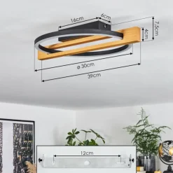 Plafonnier Carcano LED Écru, Noir, 1 lumière