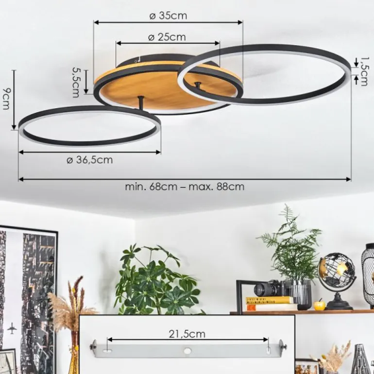 Plafonnier Cardozo LED Écru, Noir, 1 lumière